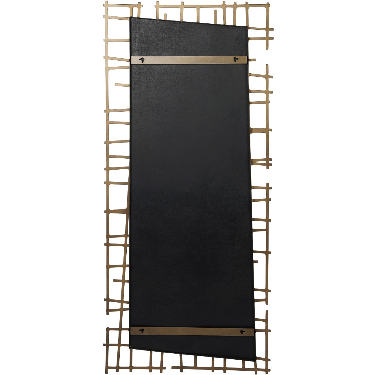 Art Deco Brass Lattice Full Length Wall Mirror